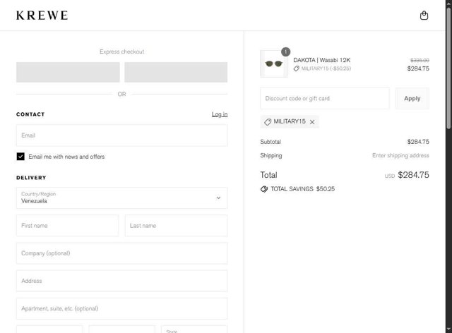 Krewe checkout page showing Krewe discount code box | Screenshot taken by SimplyCodes community member on Aug 30, 2025