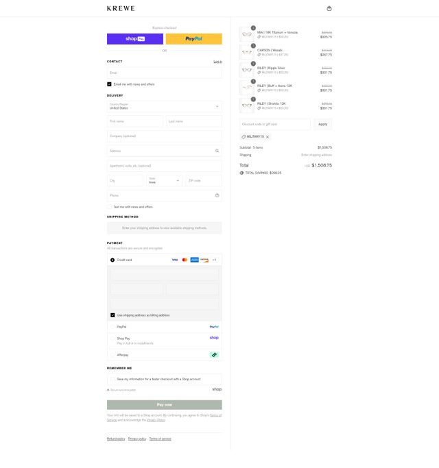 Krewe checkout page showing Krewe discount code box | Screenshot taken by SimplyCodes community member on Aug 16, 2025