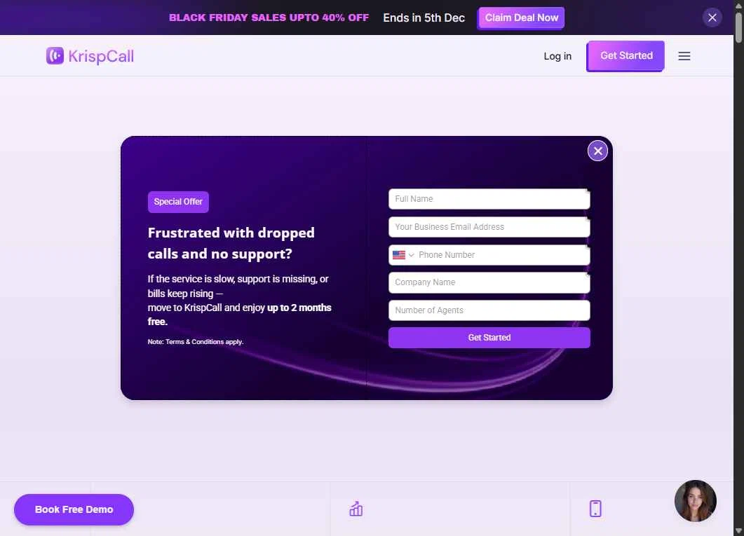 KrispCall checkout page showing KrispCall promo code box | Screenshot taken by SimplyCodes community member on Dec 4, 2025