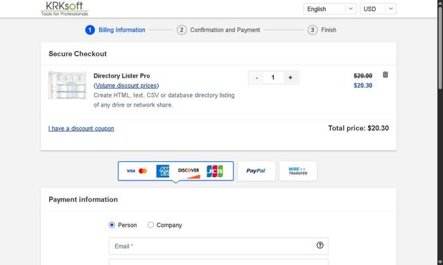 KRKsoft checkout page showing KRKsoft promo code box | Screenshot taken by SimplyCodes community member on Jul 20, 2025