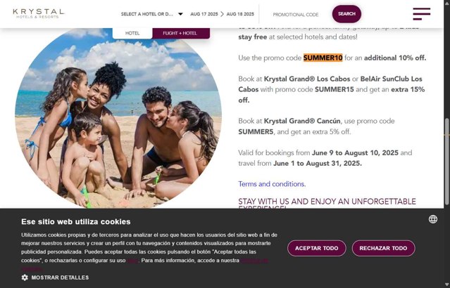 Krystal Hotels & Resorts checkout page showing Krystal Hotels & Resorts promo code box | Screenshot taken by SimplyCodes community member on Aug 17, 2025