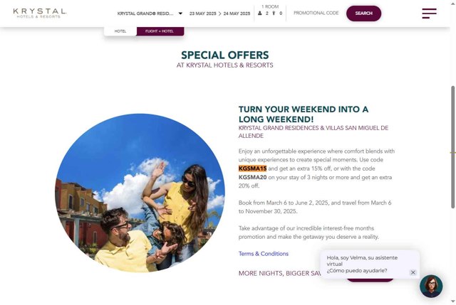 Krystal Hotels & Resorts checkout page showing Krystal Hotels & Resorts promo code box | Screenshot taken by SimplyCodes community member on May 23, 2025