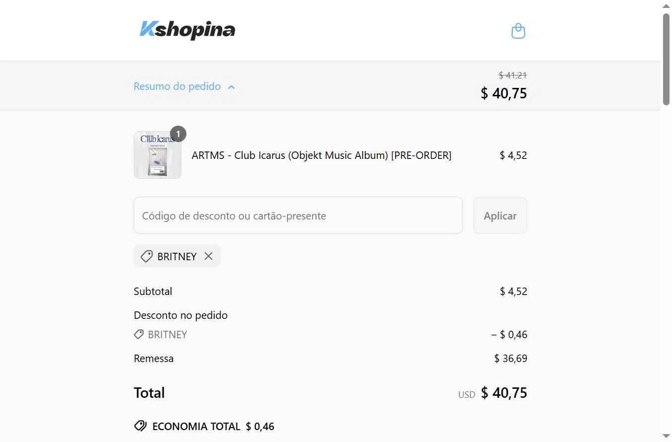 Kshopina checkout page showing Kshopina discount code box | Screenshot taken by SimplyCodes community member on May 26, 2025