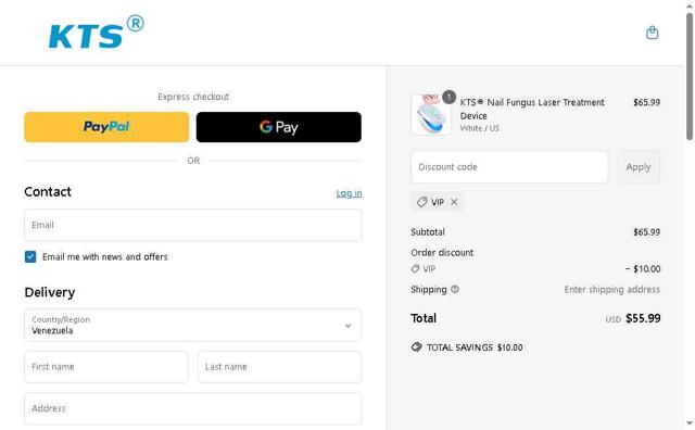 KTS Light Therapy checkout page showing KTS Light Therapy promo code box | Screenshot taken by SimplyCodes community member on May 7, 2025