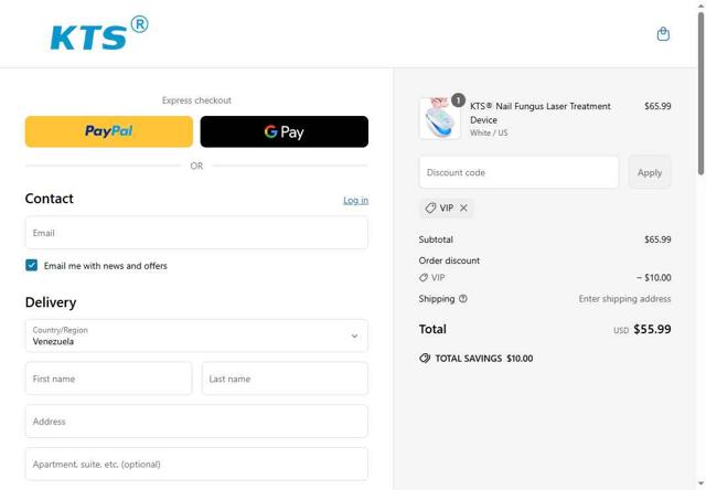 KTS Light Therapy checkout page showing KTS Light Therapy promo code box | Screenshot taken by SimplyCodes community member on Jun 5, 2025