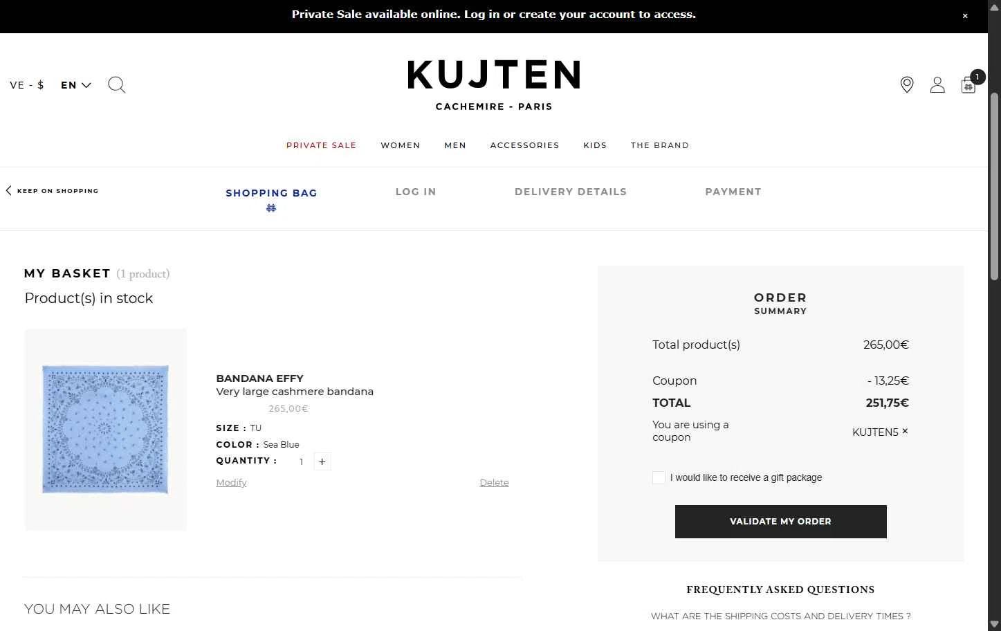 Kujten checkout page showing Kujten promo code box | Screenshot taken by SimplyCodes community member on May 20, 2025