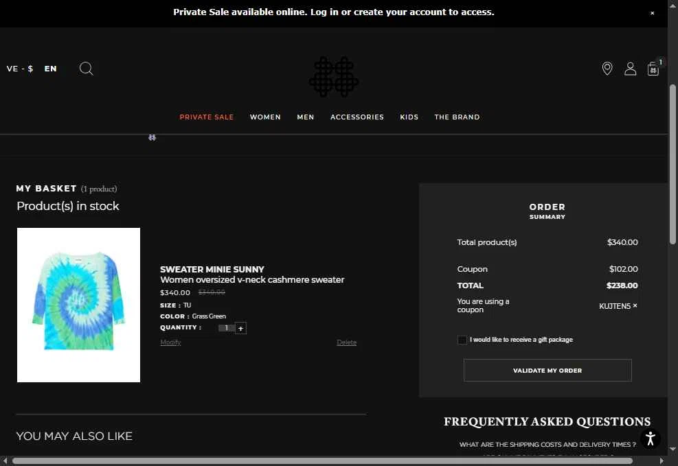 Kujten checkout page showing Kujten promo code box | Screenshot taken by SimplyCodes community member on May 20, 2025