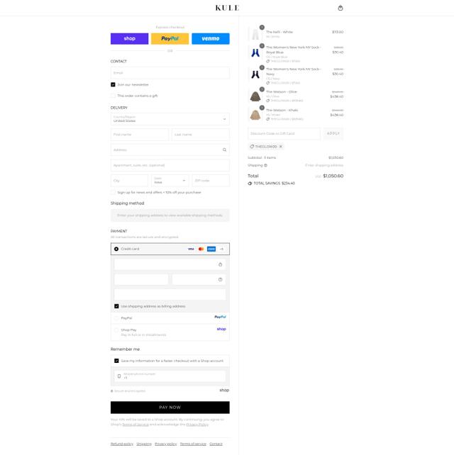 Kule checkout page showing Kule coupon code box | Screenshot taken by SimplyCodes community member on Sep 9, 2025