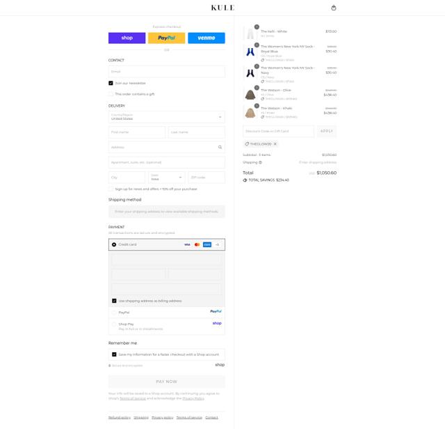 Kule checkout page showing Kule coupon code box | Screenshot taken by SimplyCodes community member on Sep 13, 2025