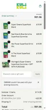 CANVAS coupon verification screenshot