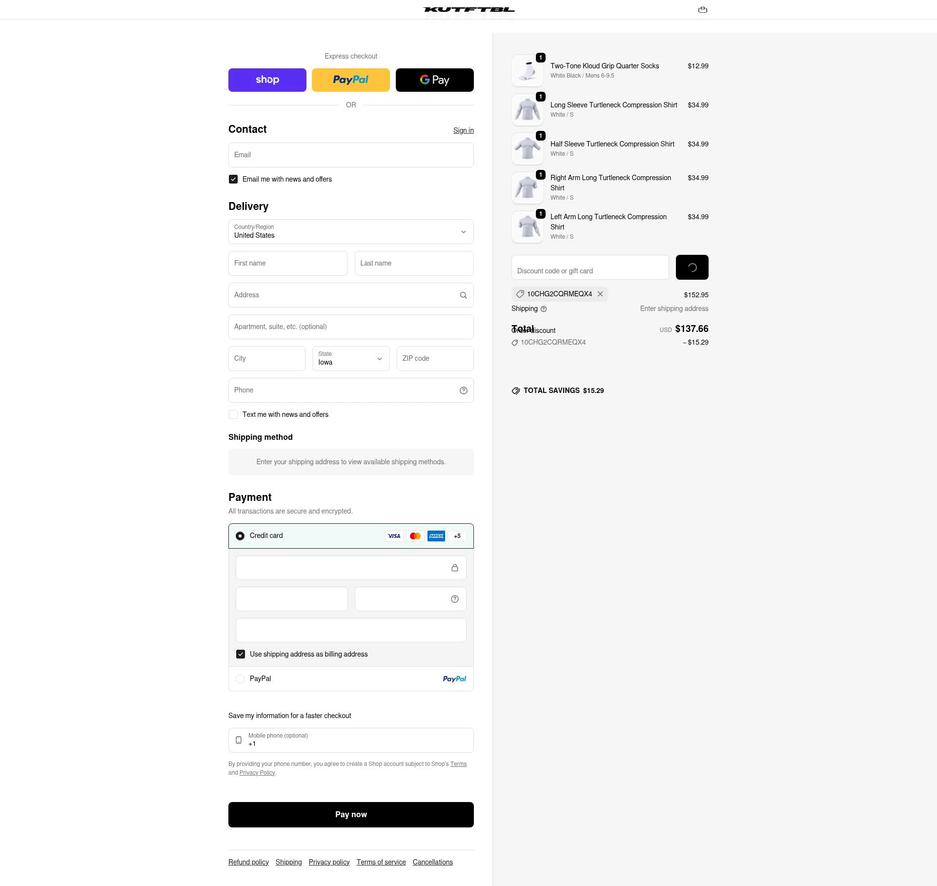 KUTFTBL checkout page showing KUTFTBL promo code box | Screenshot taken by SimplyCodes community member on Feb 17, 2026
