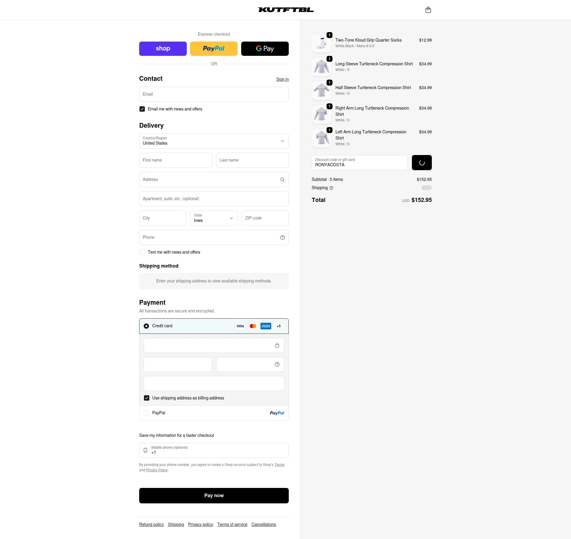 KUTFTBL checkout page showing KUTFTBL promo code box | Screenshot taken by SimplyCodes community member on Feb 17, 2026