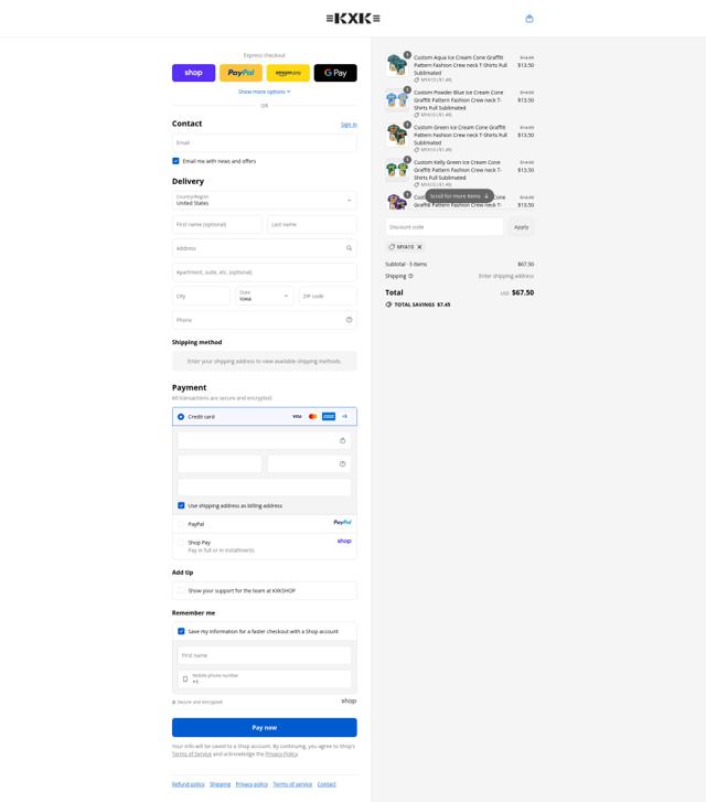 KXKSHOP checkout page showing KXKSHOP discount code box | Screenshot taken by SimplyCodes community member on Sep 12, 2025