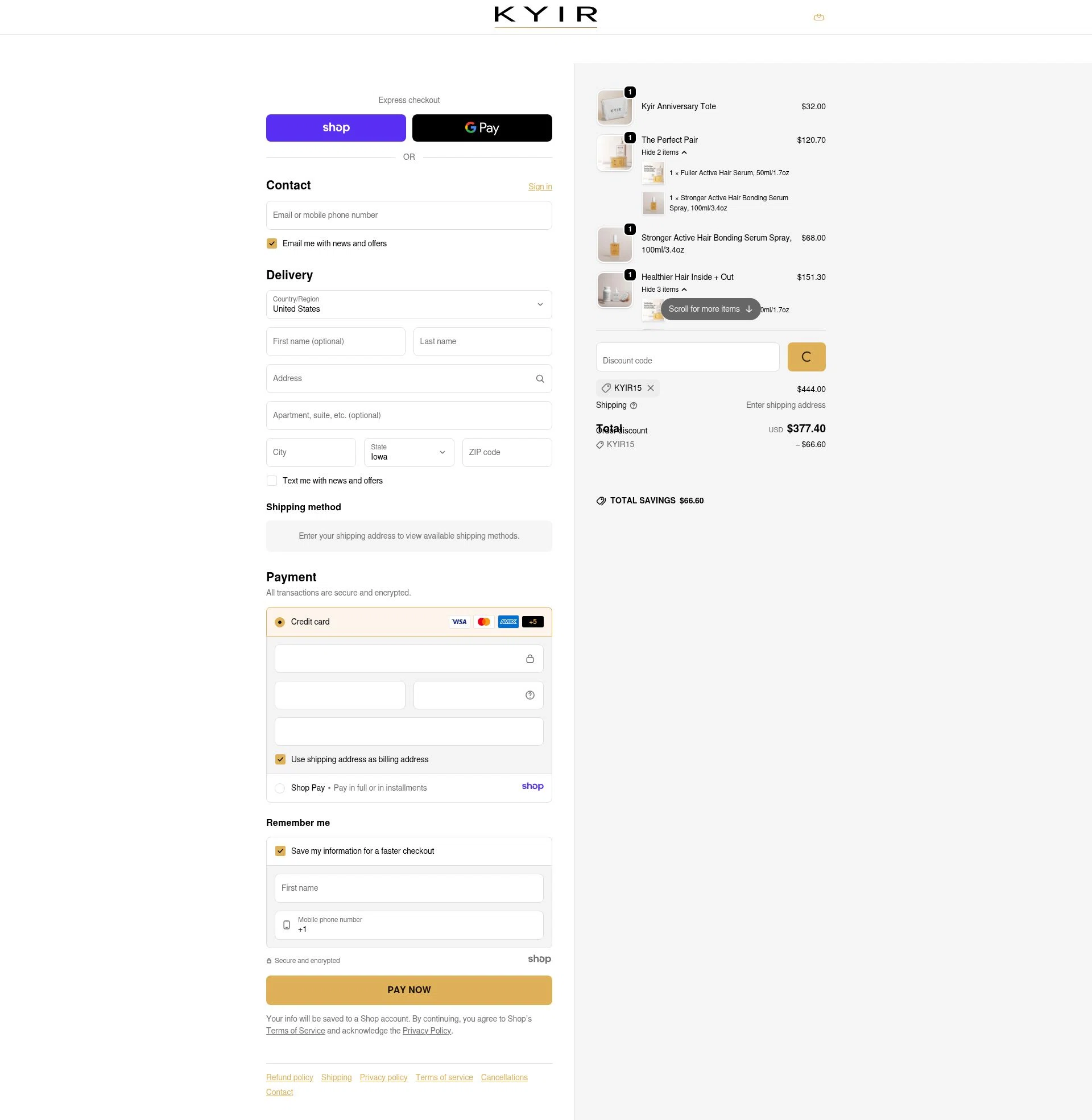 KYIR checkout page showing KYIR promo code box | Screenshot taken by SimplyCodes community member on Dec 28, 2025