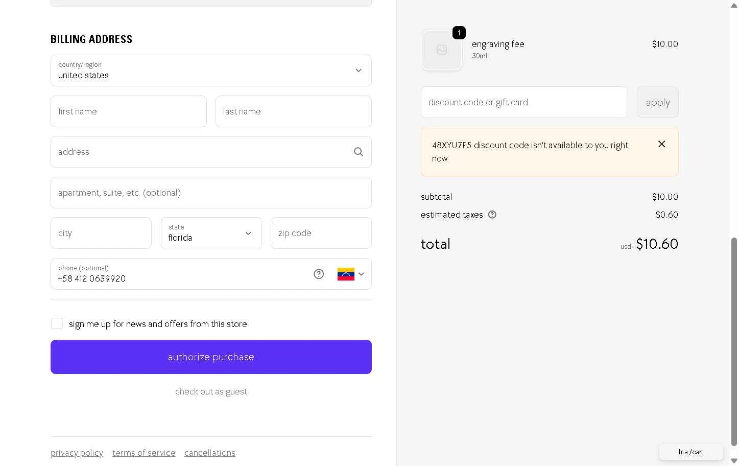 Kylie Skin checkout page showing Kylie Skin discount code box | Screenshot taken by SimplyCodes community member on Jan 18, 2026