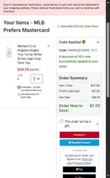 Los Angeles Angels coupon verification screenshot