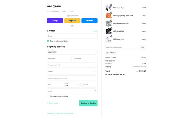 Label Daddy checkout page showing Label Daddy discount code box | Screenshot taken by SimplyCodes community member on Sep 3, 2025