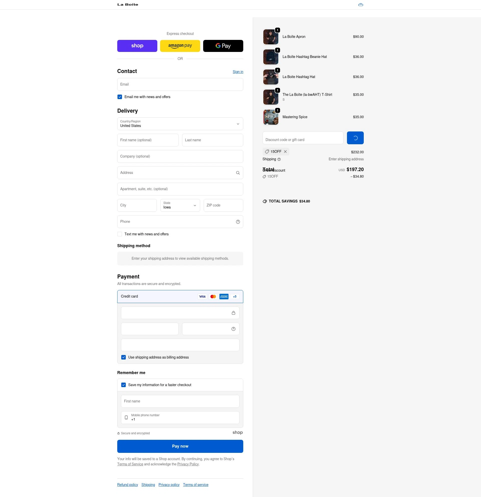 La Boîte checkout page showing La Boîte promo code box | Screenshot taken by SimplyCodes community member on Dec 28, 2025