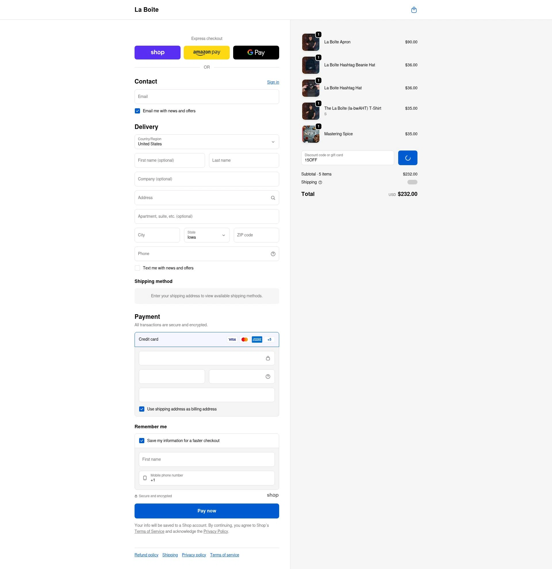 La Boîte checkout page showing La Boîte promo code box | Screenshot taken by SimplyCodes community member on Dec 23, 2025