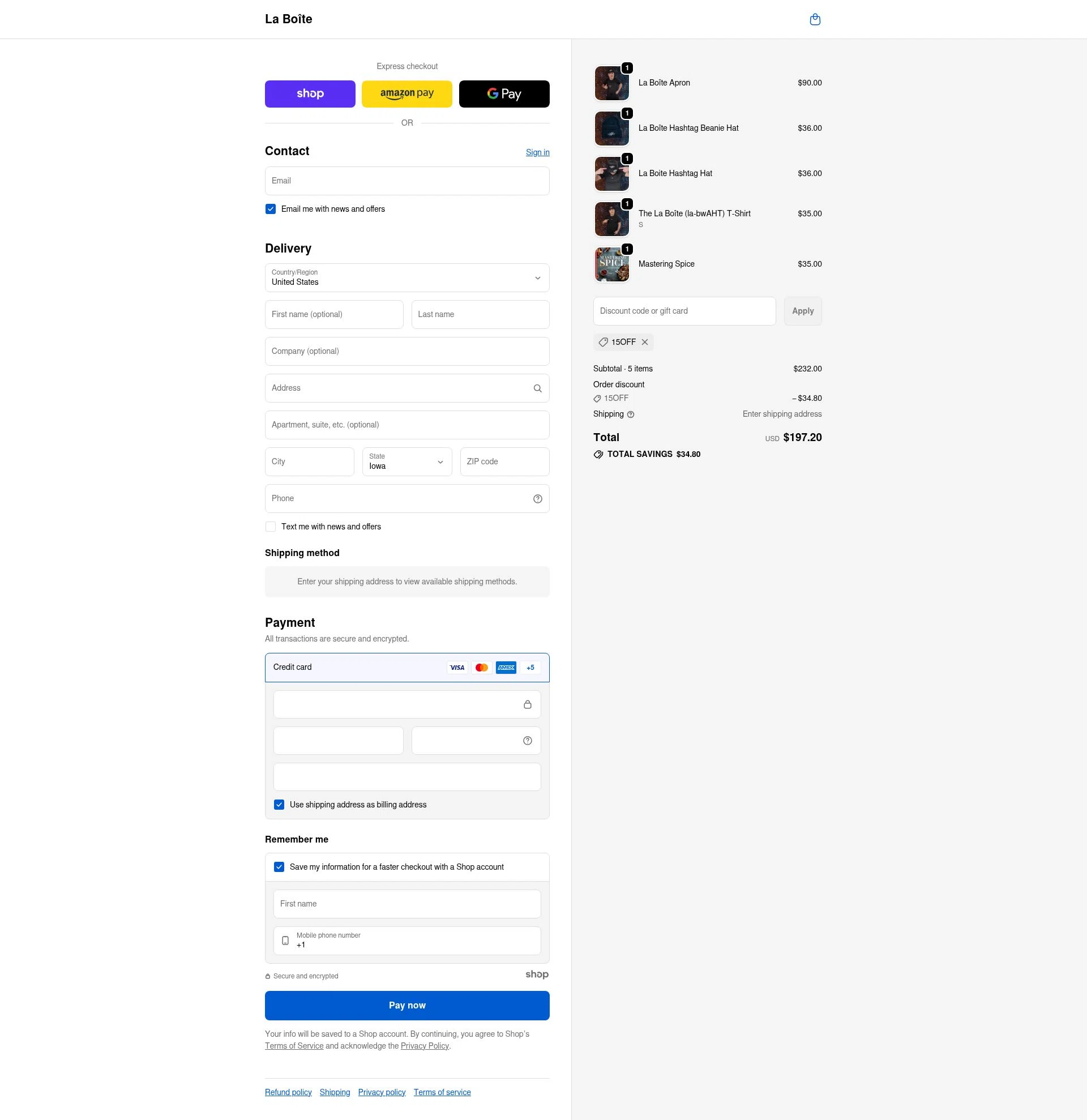 La Boîte checkout page showing La Boîte promo code box | Screenshot taken by SimplyCodes community member on Dec 11, 2025