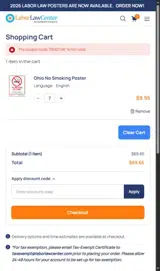 Labor Law Center coupon verification screenshot