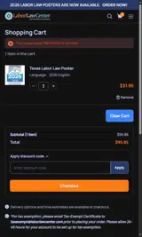 Labor Law Center coupon verification screenshot