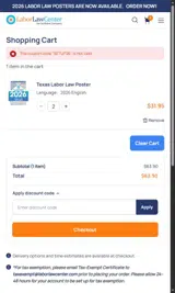 Labor Law Center coupon verification screenshot