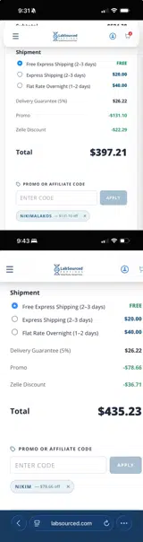 LabSourced Peptides coupon verification screenshot