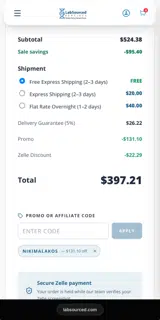 LabSourced Peptides coupon verification screenshot