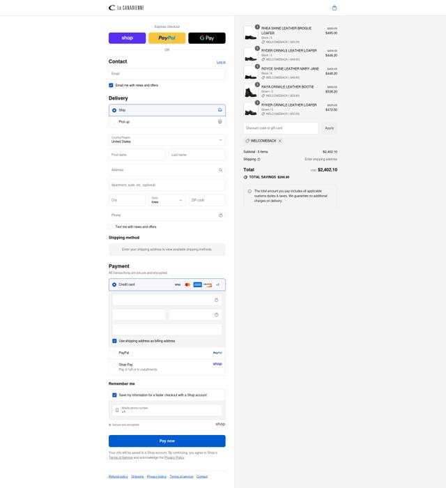 La Canadienne checkout page showing La Canadienne promo code box | Screenshot taken by SimplyCodes community member on Sep 8, 2025