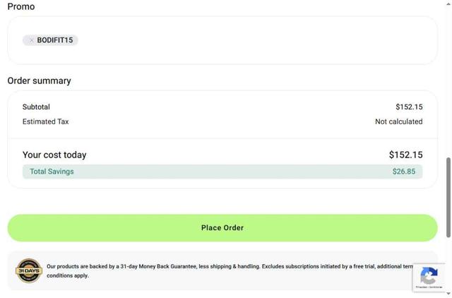 BODi checkout page showing BODi promo code box | Screenshot taken by SimplyCodes community member on Aug 30, 2025