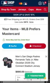 TIGERSSTM26 coupon verification screenshot