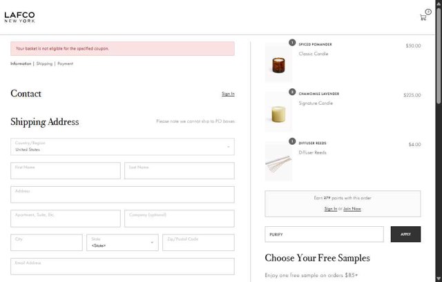 Lafco checkout page showing Lafco promo code box | Screenshot taken by SimplyCodes community member on Sep 2, 2025