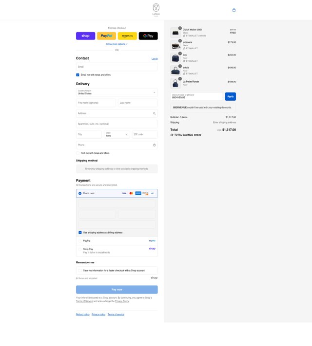 Laflore Paris checkout page showing Laflore Paris discount code box | Screenshot taken by SimplyCodes community member on Sep 4, 2025