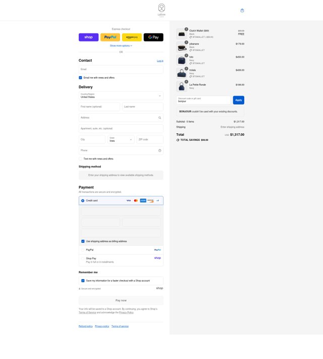 Laflore Paris checkout page showing Laflore Paris discount code box | Screenshot taken by SimplyCodes community member on Sep 4, 2025