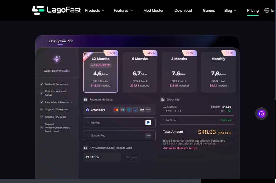 LagoFast checkout page showing LagoFast discount code box | Screenshot taken by SimplyCodes community member on Jan 25, 2026
