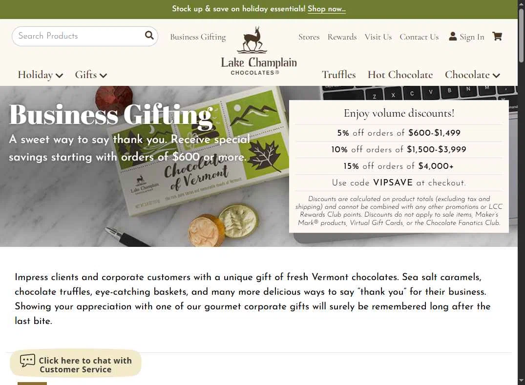 Lake Champlain Chocolates checkout page showing Lake Champlain Chocolates coupon code box | Screenshot taken by SimplyCodes community member on Dec 13, 2025