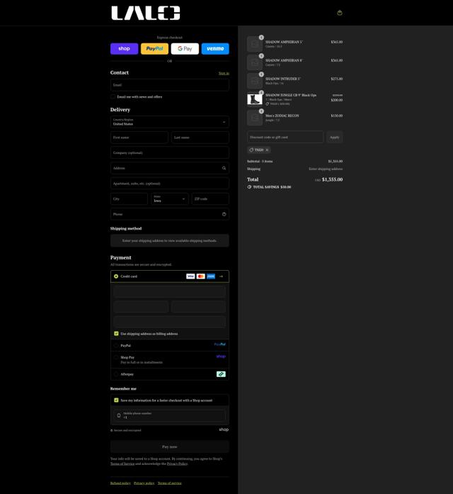 LALO USA checkout page showing LALO USA promo code box | Screenshot taken by SimplyCodes community member on Sep 12, 2025
