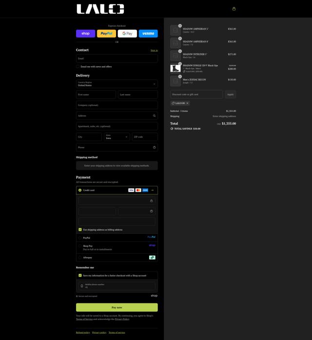 LALO USA checkout page showing LALO USA promo code box | Screenshot taken by SimplyCodes community member on Sep 12, 2025