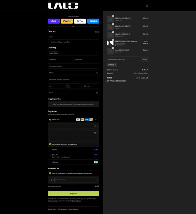 LALO USA checkout page showing LALO USA promo code box | Screenshot taken by SimplyCodes community member on Sep 4, 2025