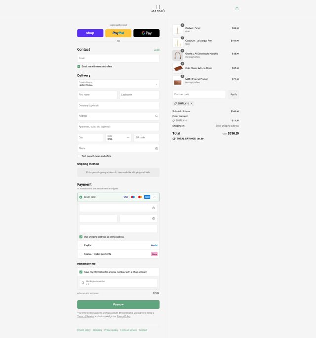 La Mansio checkout page showing La Mansio discount code box | Screenshot taken by SimplyCodes community member on Sep 2, 2025