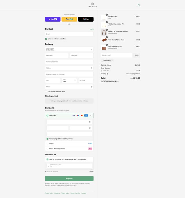 La Mansio checkout page showing La Mansio discount code box | Screenshot taken by SimplyCodes community member on Aug 24, 2025