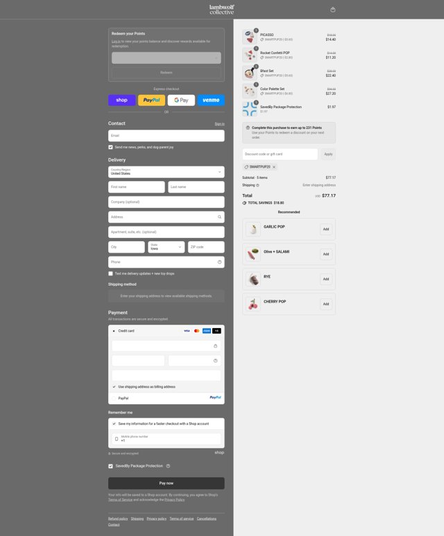 Lambwolf Collective checkout page showing Lambwolf Collective discount code box | Screenshot taken by SimplyCodes community member on Sep 9, 2025