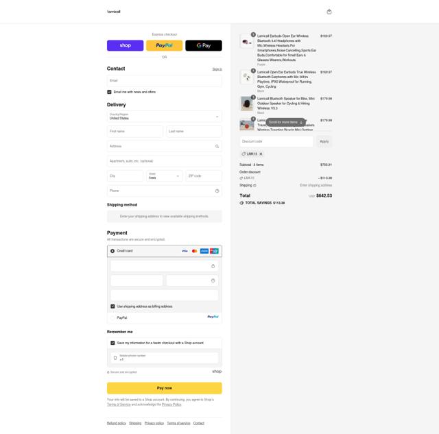 Lamicall checkout page showing Lamicall coupon code box | Screenshot taken by SimplyCodes community member on Sep 15, 2025