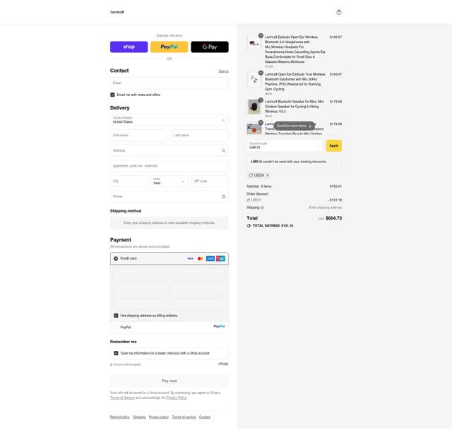 Lamicall checkout page showing Lamicall coupon code box | Screenshot taken by SimplyCodes community member on Sep 10, 2025