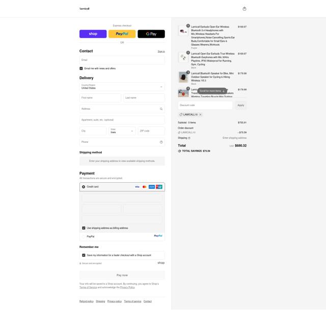 Lamicall checkout page showing Lamicall coupon code box | Screenshot taken by SimplyCodes community member on Sep 15, 2025