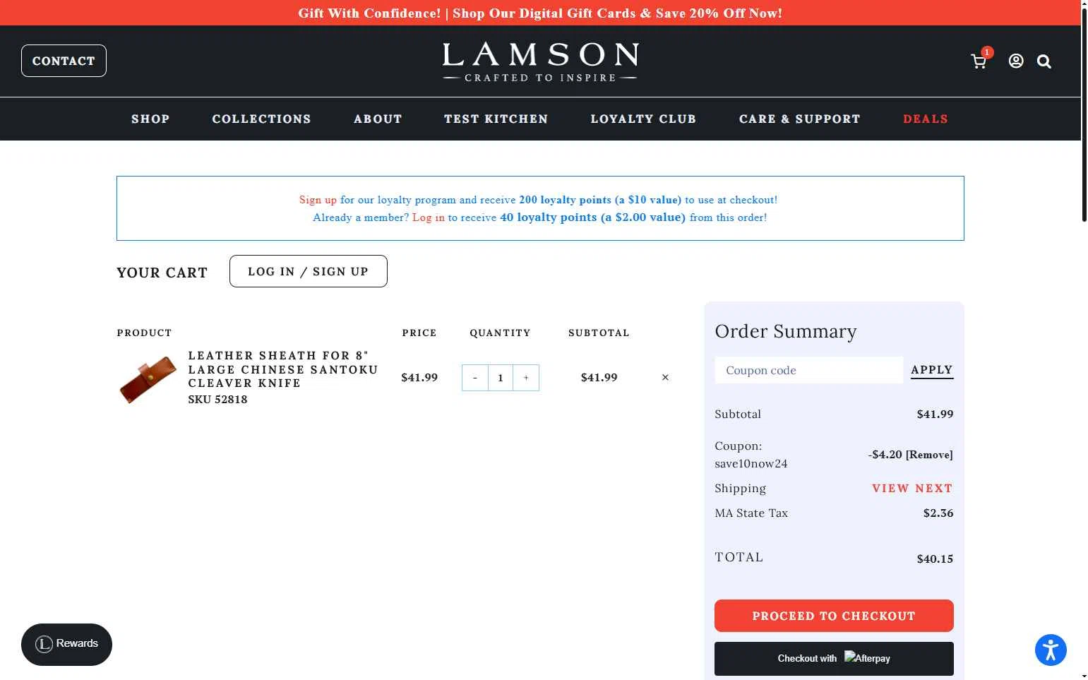 Lamson Products checkout page showing Lamson Products coupon code box | Screenshot taken by SimplyCodes community member on Dec 24, 2025