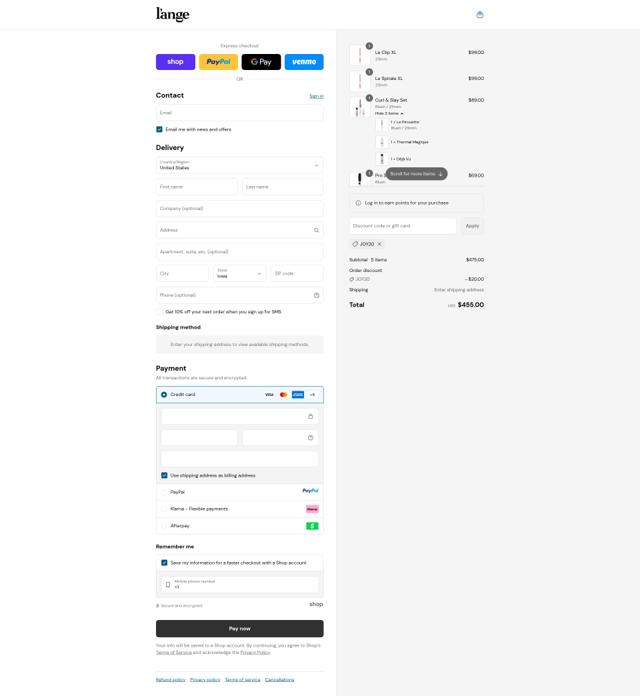 L'ange Hair checkout page showing L'ange Hair discount code box | Screenshot taken by SimplyCodes community member on Sep 11, 2025