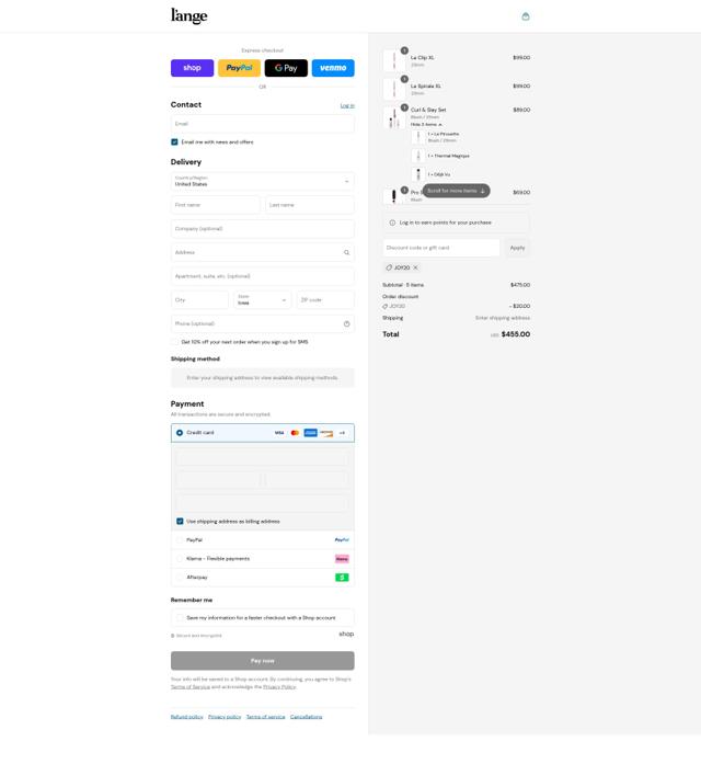L'ange Hair checkout page showing L'ange Hair discount code box | Screenshot taken by SimplyCodes community member on Sep 7, 2025