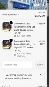 HALFOFF%2 coupon verification screenshot
